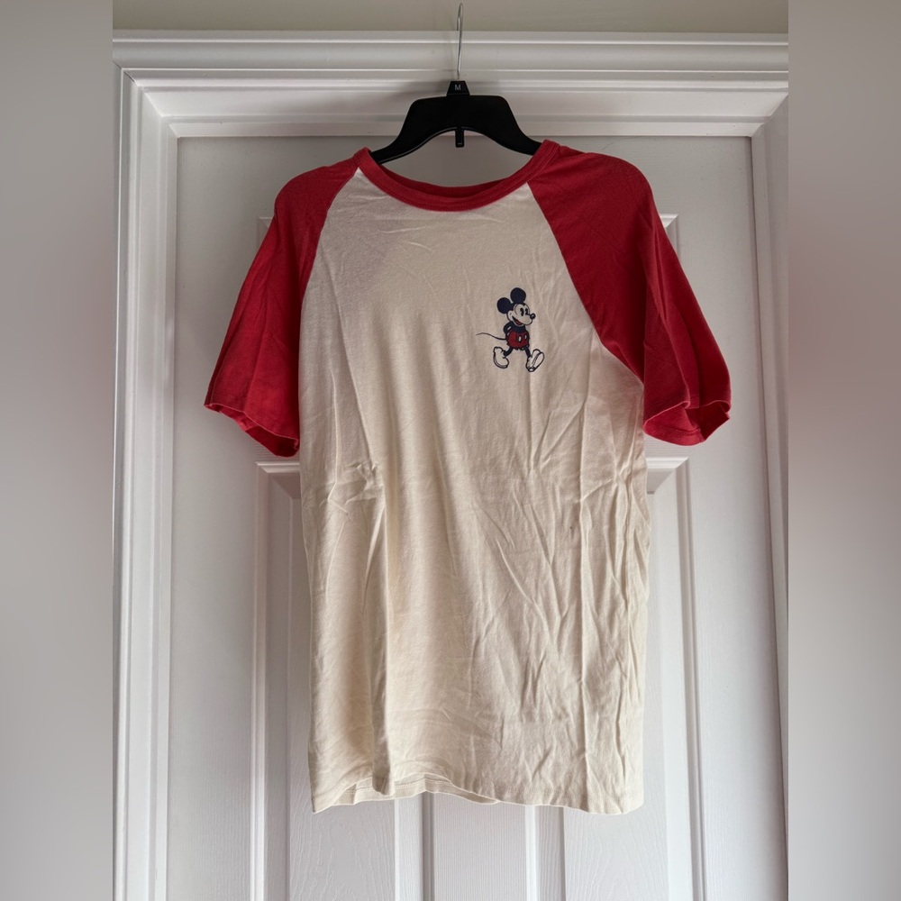 Disney Men's Red and White Mickey Mouse Shirt